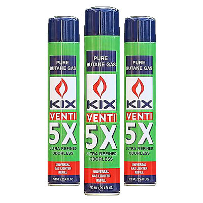 [BUT-KIX05] KIX Butane 5 X 750mL 12ct. UN1011, No UPS Shipping Allowed/Call for freight charges-Only for Wholesale Resale  (Kix Products)